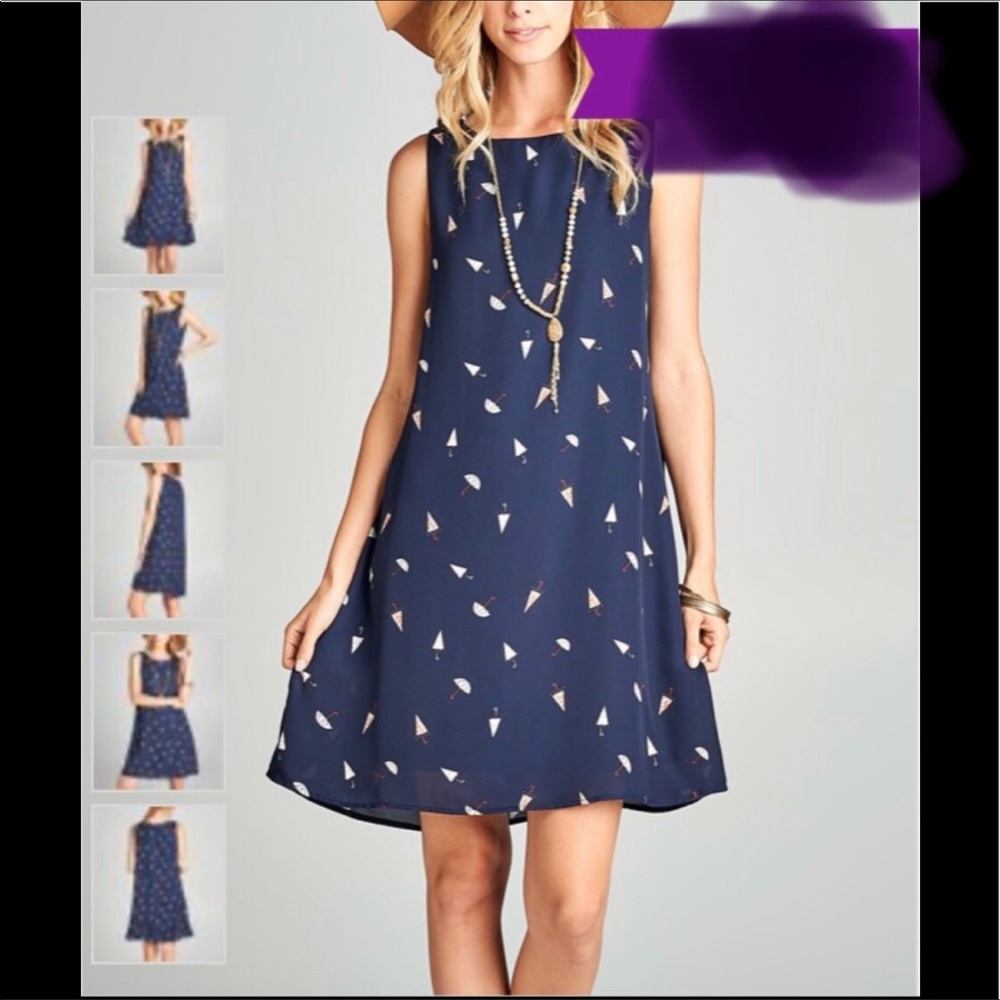 Love Kuza Navy Umbrella Shift Dress. - Picture 2 of 12